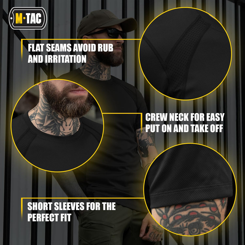 M-Tac Athletic T-Shirt Gen.2 - Breathable Polyester Military T-Shirt with Short Sleeve and Crew Neck for Men