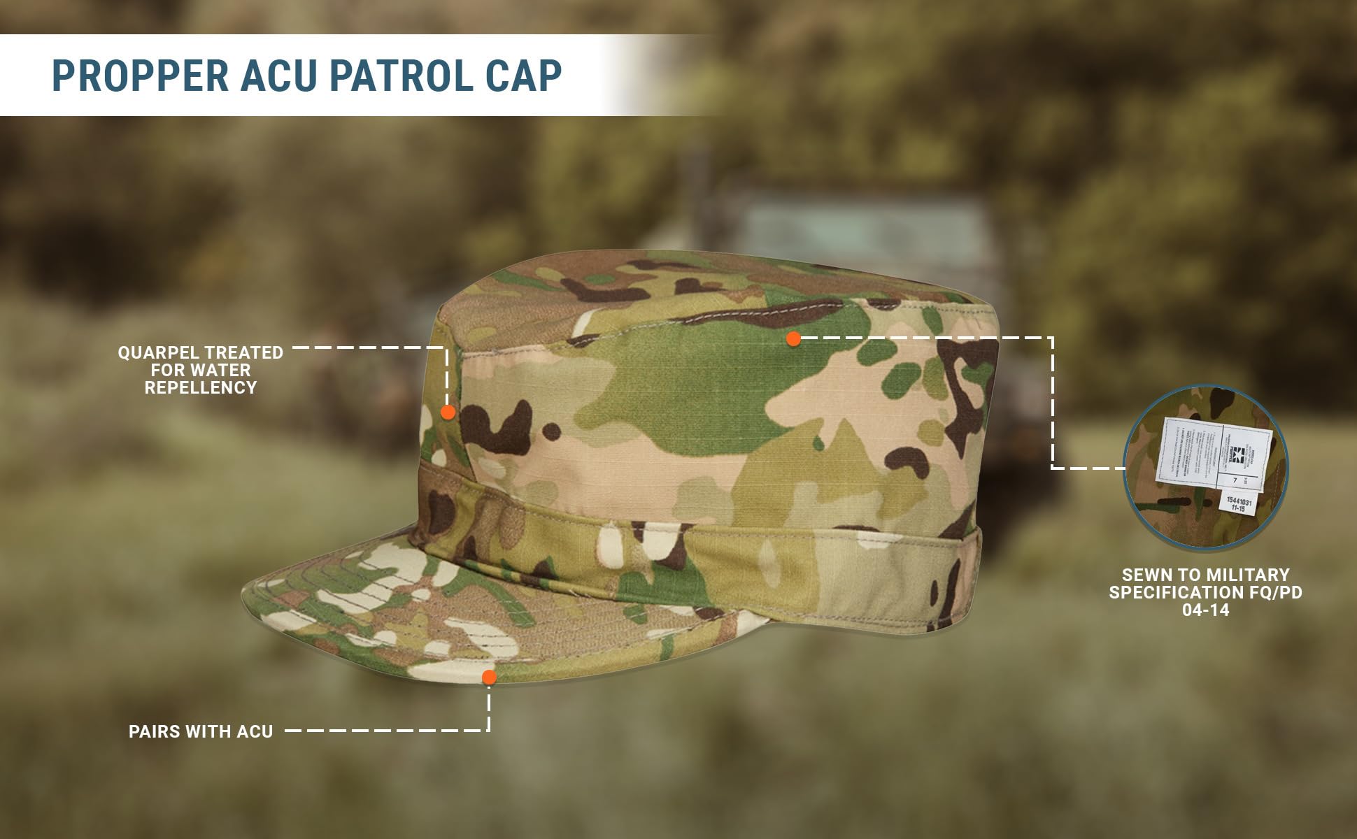 Propper ACU NYCO Patrol Cap, Water Repellent, Mil-Spec, OCP