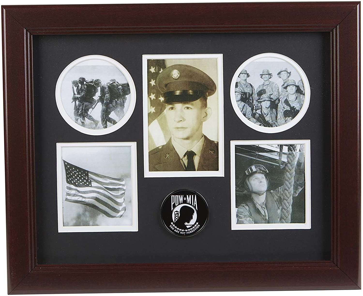 The Military Gift Store US Flag Store POW/MIA Medallion 5 Picture Collage Frame.