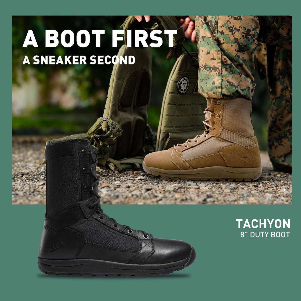 Danner Tachyon 8" Tactical Boots for Men, Speed Lacing, Fast Drying Upper | Ultralight Build, Breathable Open-Cell Footbed, Slip-Resistant Traction, Long-Shift EVA Cushioning, Military Boots