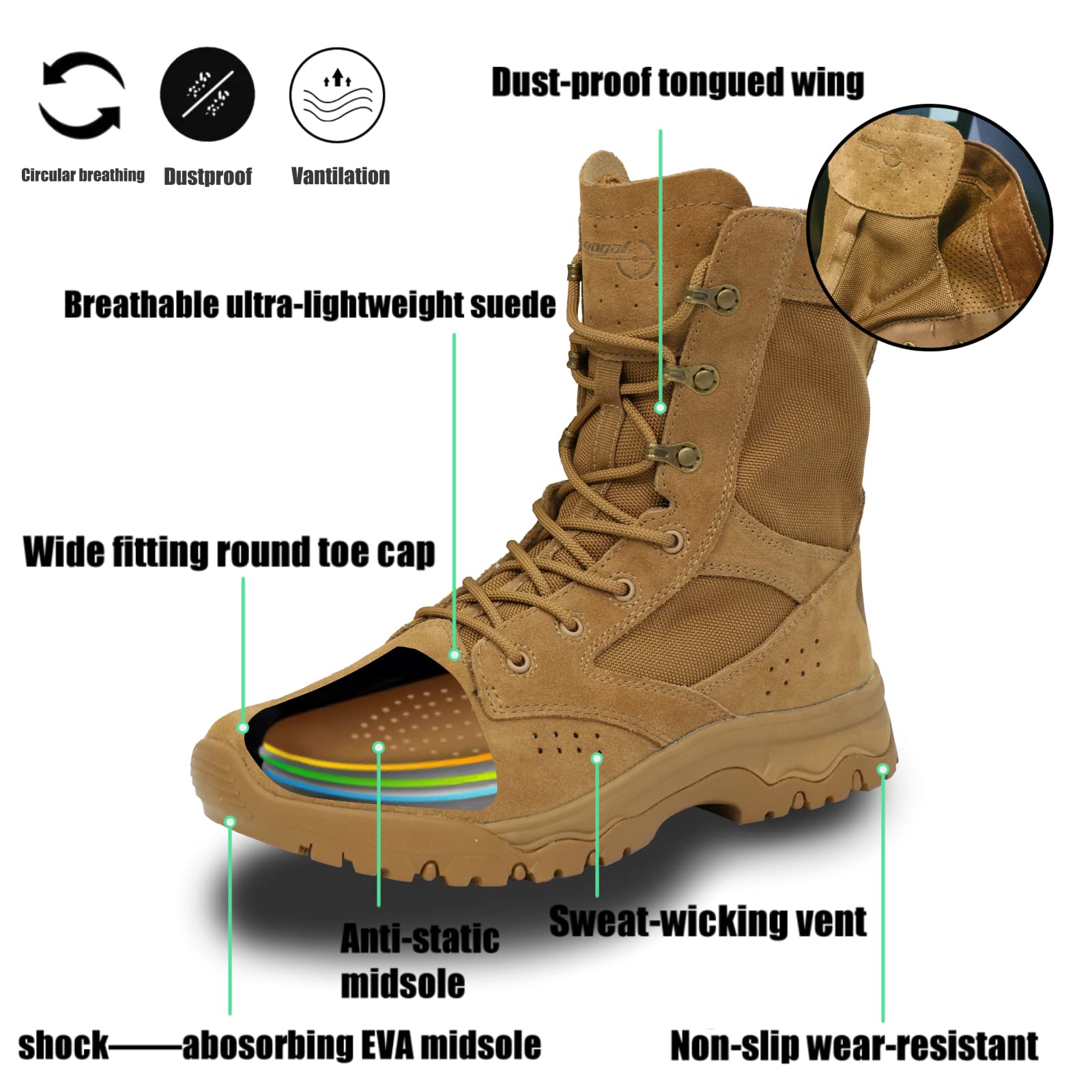 Men's Military Boots Lightweight Army Combat Tactical Military Boots For Men Hunting Jungle Hiking Work Boots