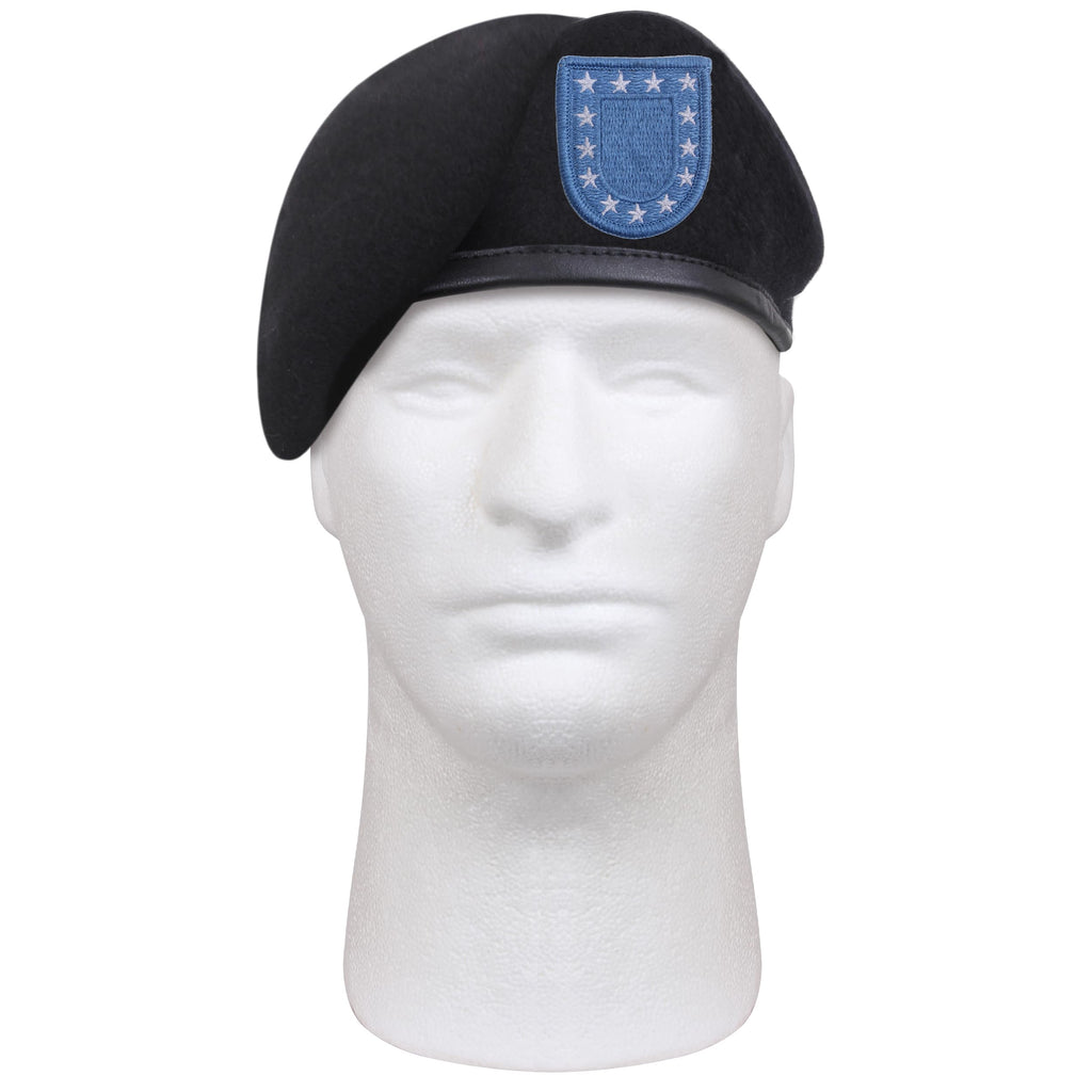 Rothco Inspection Ready Beret with Flash | 95% Wool, Pre-Shaved Inspection Ready Cap, Leather Trim, Ideal for Active-Duty Personnel and Uniform Wear