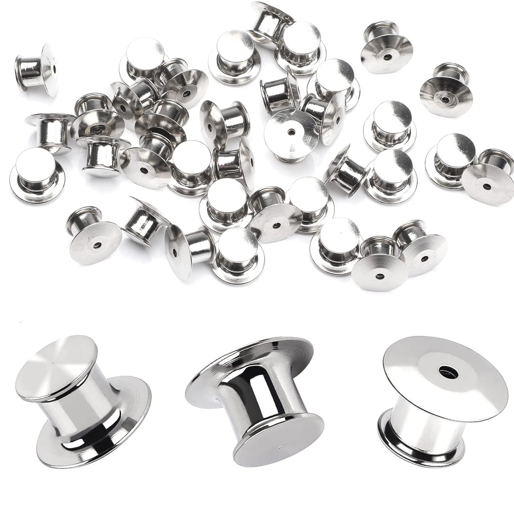 DECYOOL 30 Pieces Metal Pin Backs Locking Pin Keepers Locking Clasp | Nickel Plated Copper,convenient to carry, and blend seamlessly behind any pin,No Tools Required Spring Loaded Lock
