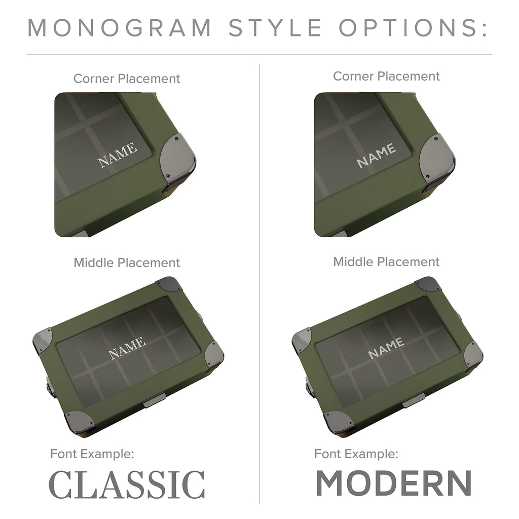 CASE ELEGANCE Military 10-Slot Watch Box with Glass Top