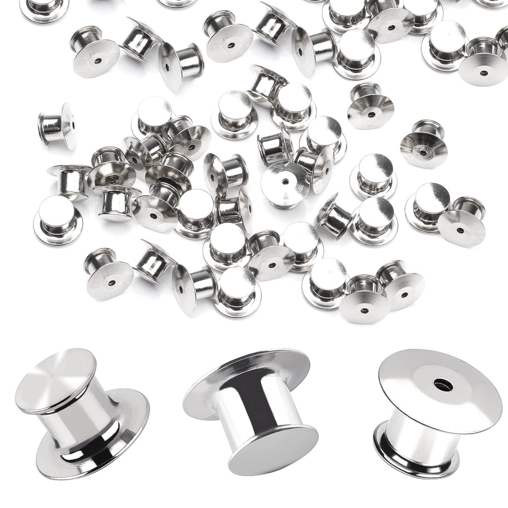 DECYOOL 30 Pieces Metal Pin Backs Locking Pin Keepers Locking Clasp | Nickel Plated Copper,convenient to carry, and blend seamlessly behind any pin,No Tools Required Spring Loaded Lock