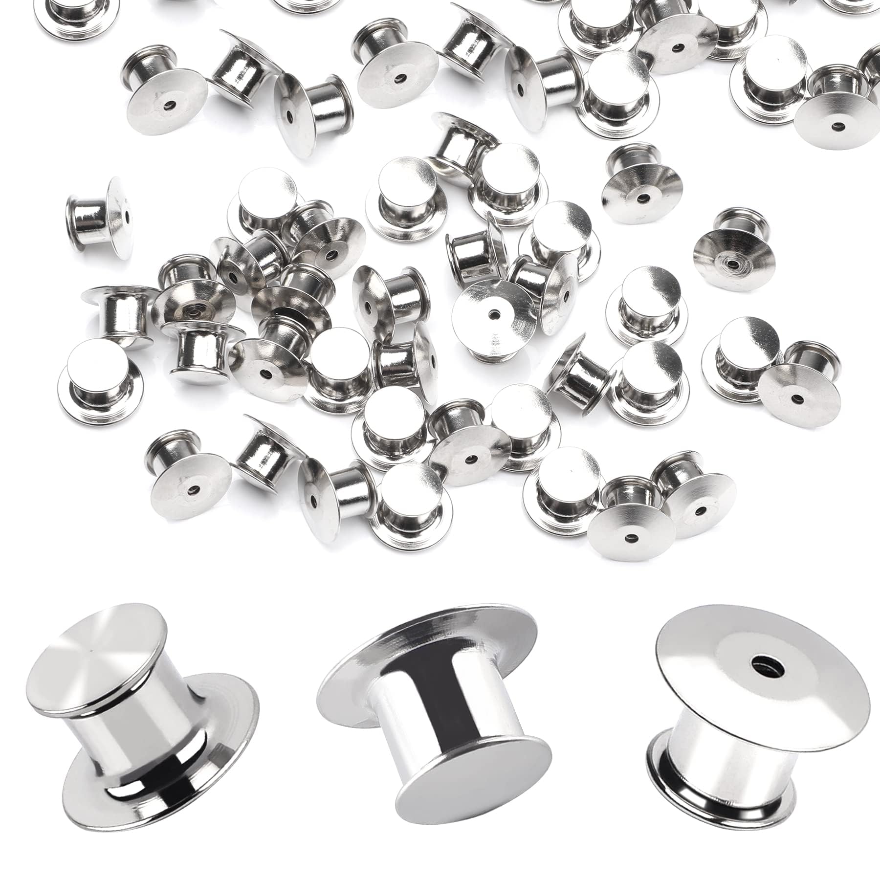 DECYOOL 30 Pieces Metal Pin Backs Locking Pin Keepers Locking Clasp | Nickel Plated Copper,convenient to carry, and blend seamlessly behind any pin,No Tools Required Spring Loaded Lock