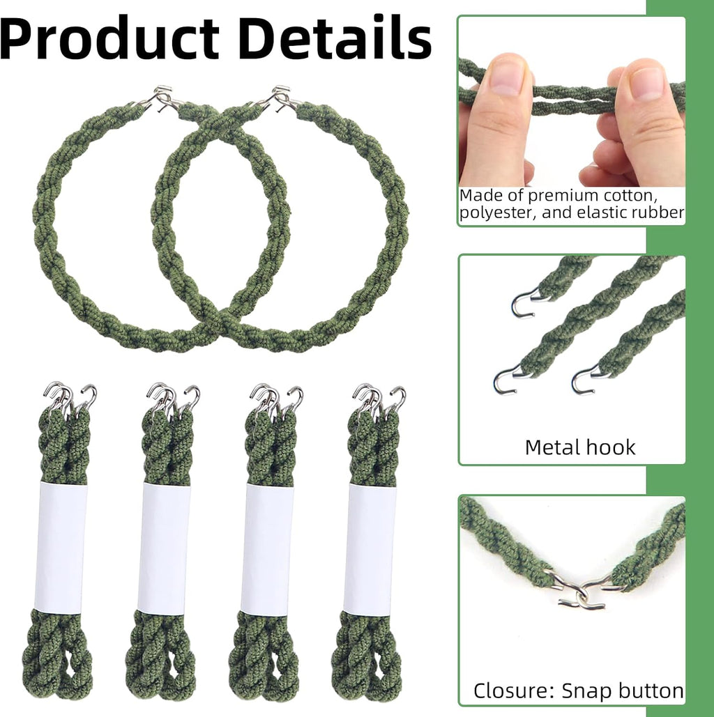 12 PCS Boot Blousers Military Adjustable with Metal Hooks – Elastic Boot Straps Tactical Cowboy Trouser Blousing Straps for Army Navy Air Force Uniform, Camo Pants & Work Boots(Green)