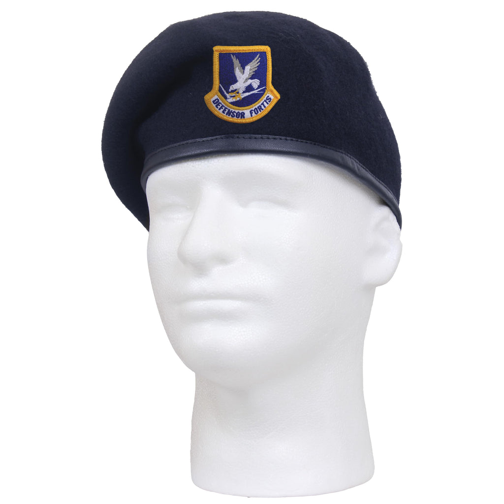 Rothco Inspection Ready Beret With USAF Flash | 95% Wool, Pre-Shaved Inspection Ready Cap, Leather Trim, Ideal for Active-Duty Personnel and Uniform Wear