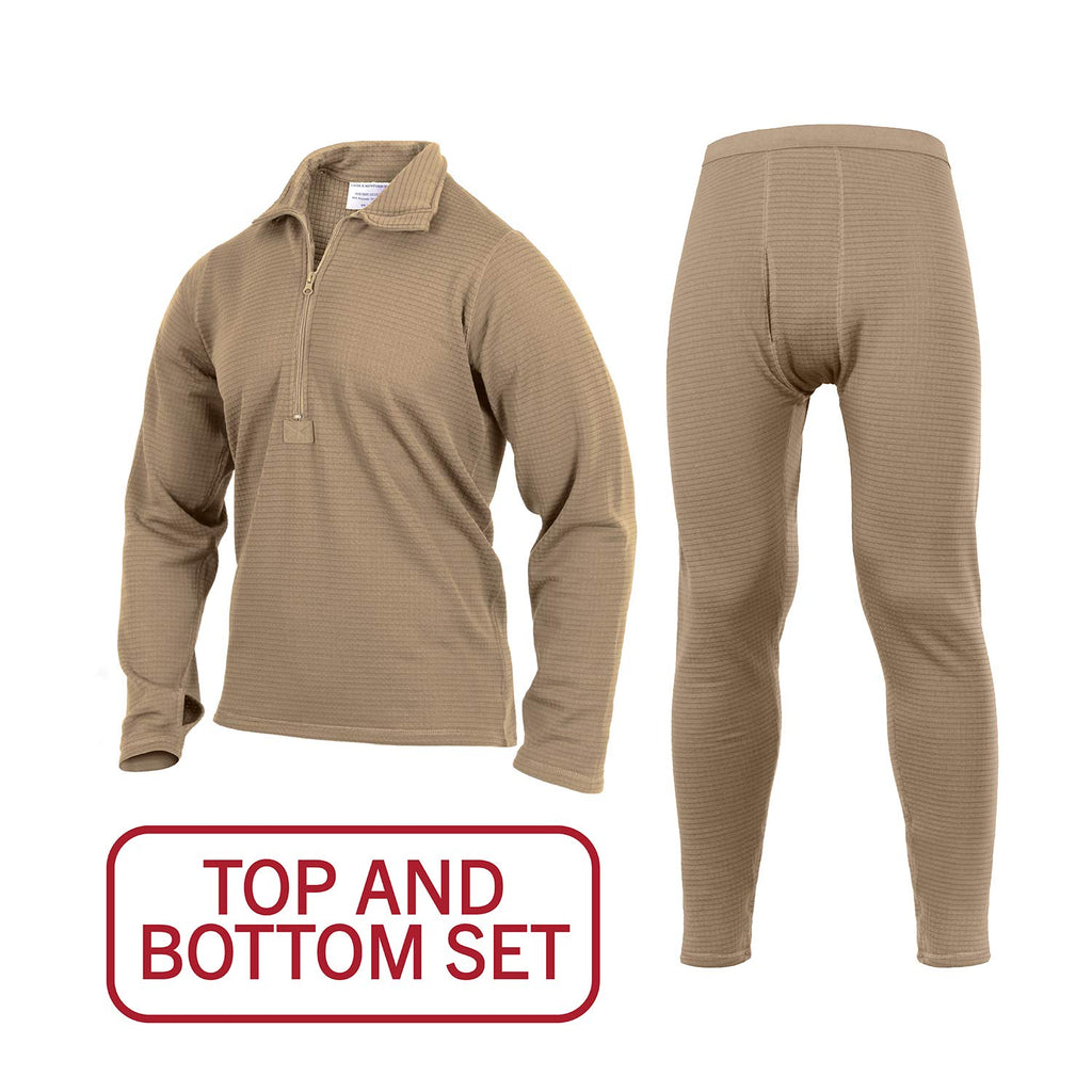 Rothco ECWCS Gen III Mid-Weight Underwear Top & Bottom Set (Level II) Tactical Grid Fleece Thermals