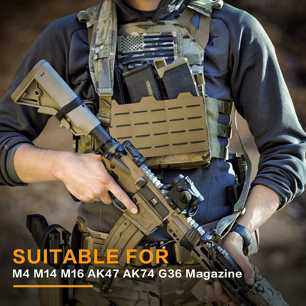 Tactical Molle Mag Pouch, Single Double Triple Nylon 5.56mm 7.62mm Open Top Rifle Magazine Holder for AR-15 M4 M14 M16 G36 HK416
