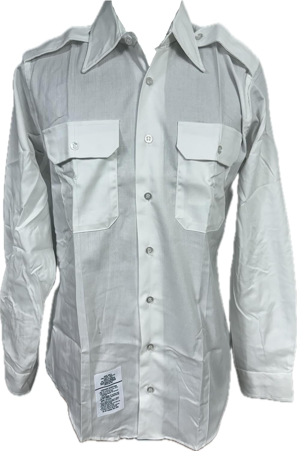 Men's 15.5X 34/35 US Army ASU Service Dress Blue White Long Sleeve Uniform Shirt