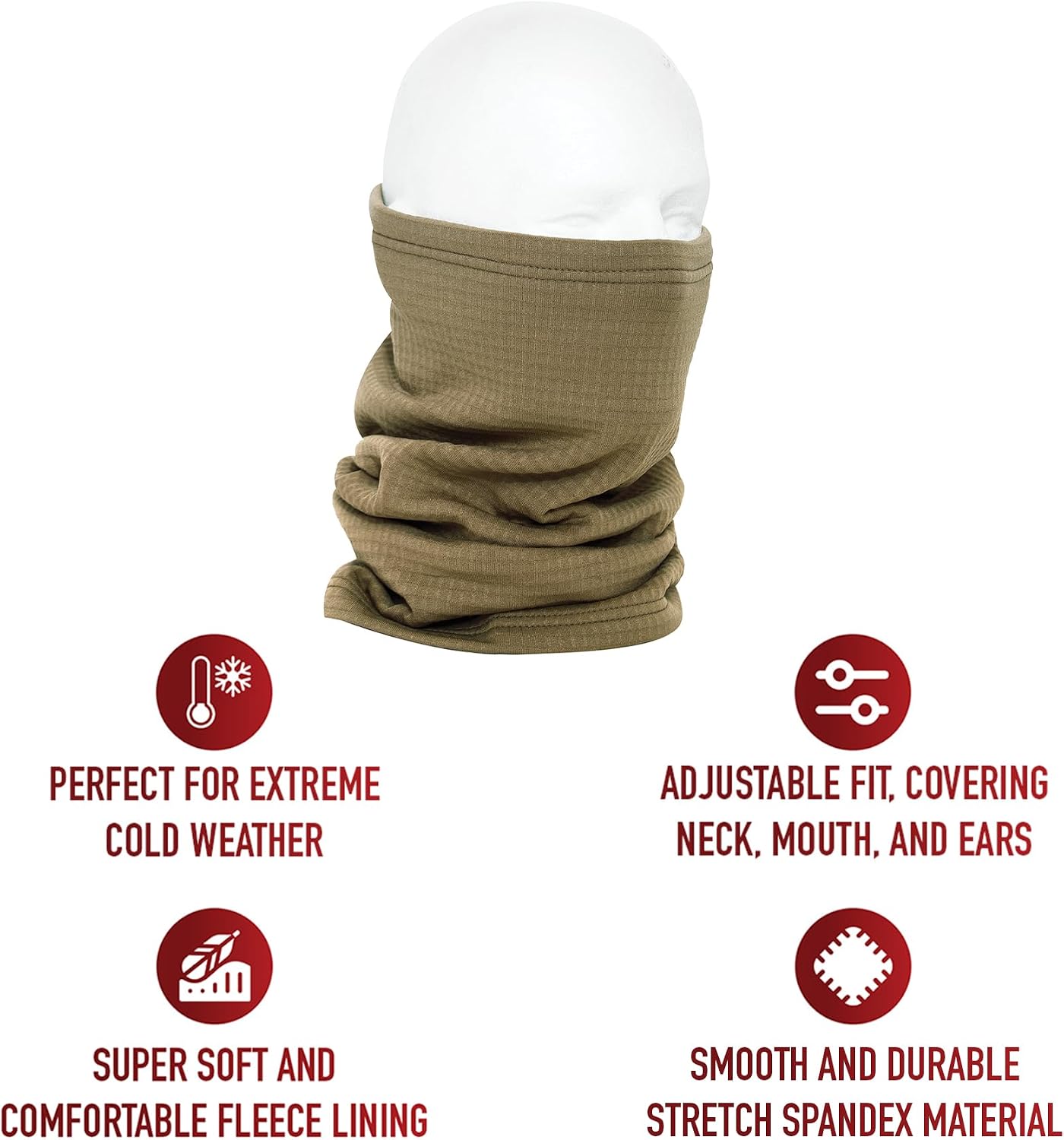Rothco Grid Fleece Cold Weather Neck Gaiter | ECWCS Gen III Level 2 Waffle Pattern Neck Warmer, Winter Essential for Outdoor Activities, Cold, Wind & Ski