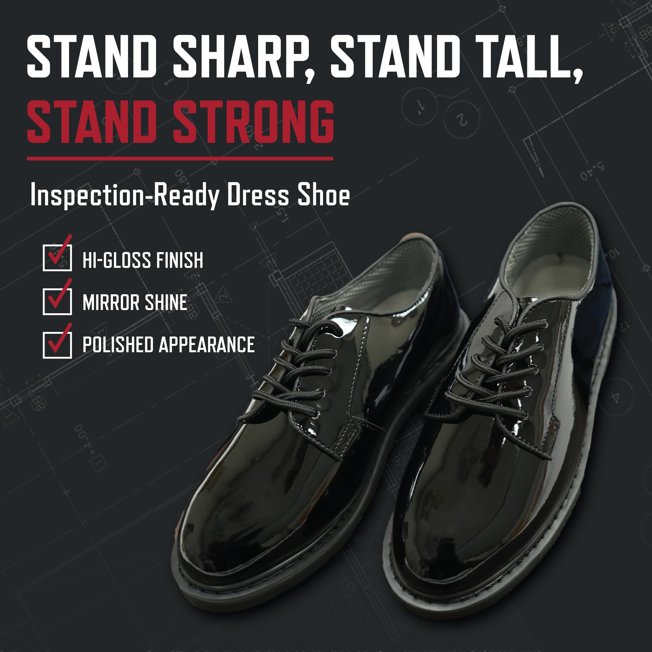 Rothco Uniform Hi-Gloss Oxford Dress Shoe | Classic Formal Lace Up Professional High Gloss Business Footwear for Men