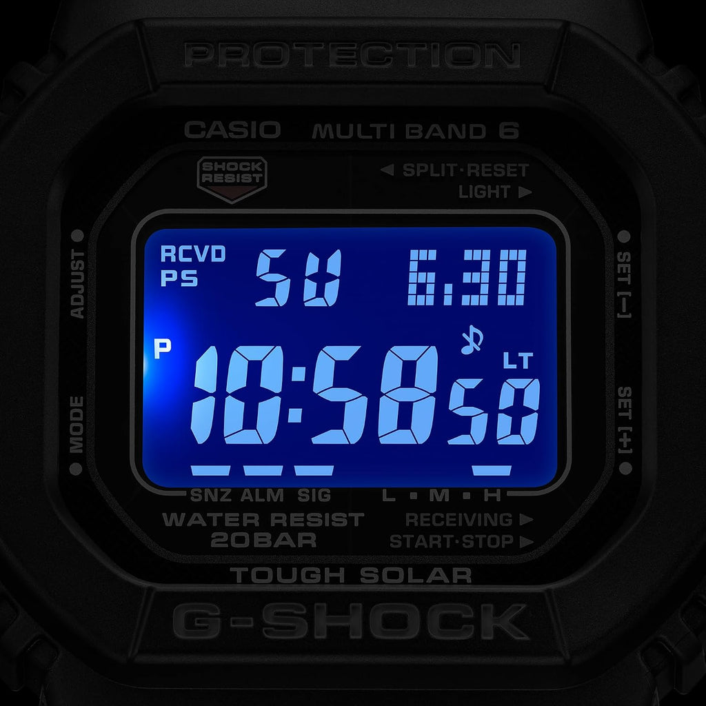 Casio G-Shock GWM5610U-1B Men's Tough Solar Atomic Digital Watch, Multi-Band 6 Radio Controlled, 200M Water Resistant, Shock Resistant, LED Backlight, Black Resin Strap