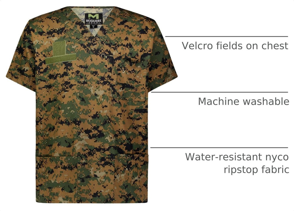 M MCGUIRE GEAR Tactical Ripstop Scrub Top – Unisex Scrubs for Nurses, Military, EMS – Medical Scrub Shirt – Made in the USA.
