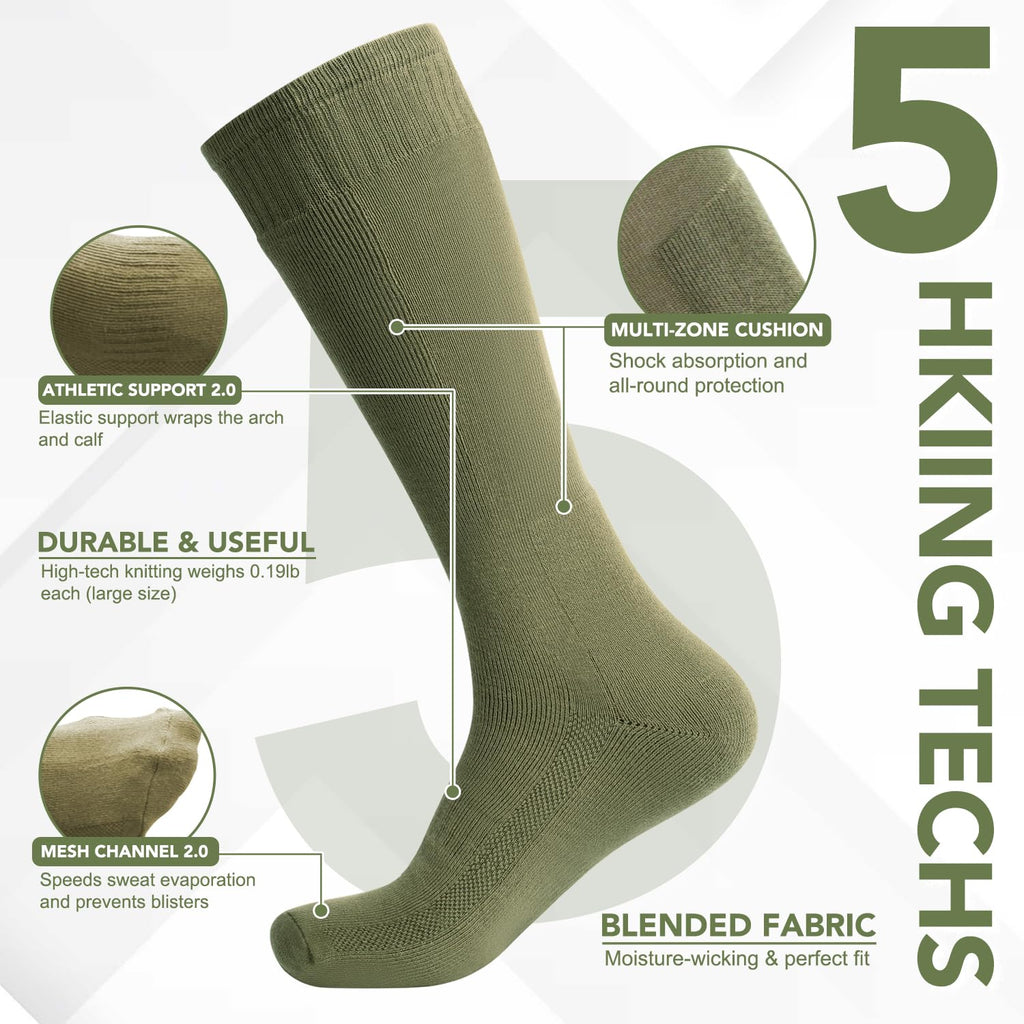 Men's Hiking Socks, Tactical Boot for Men, Over-the-Calf Work Boot Socks