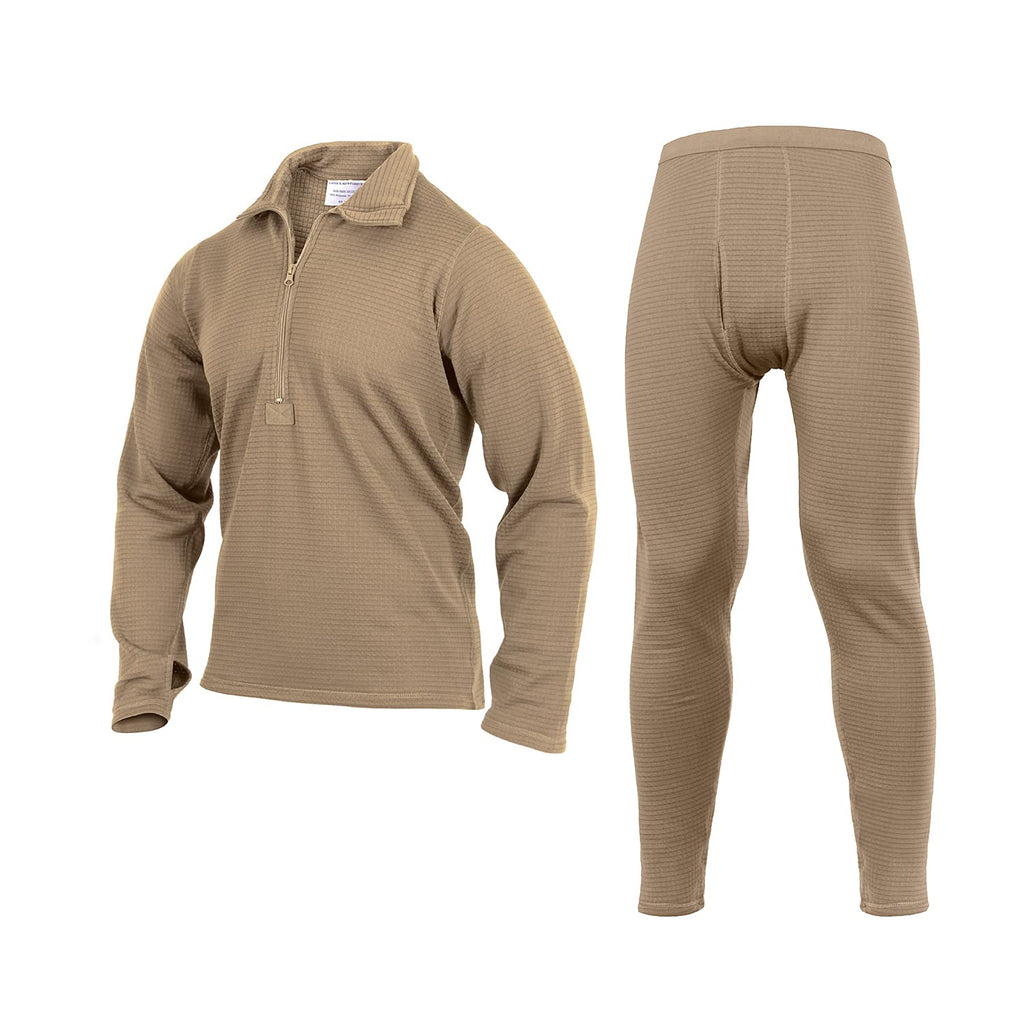Rothco ECWCS Gen III Mid-Weight Underwear Top & Bottom Set (Level II) Tactical Grid Fleece Thermals