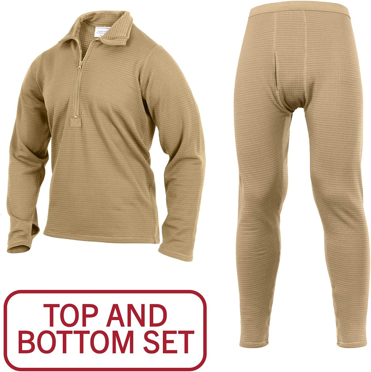 Rothco ECWCS Gen III Mid-Weight Underwear Top & Bottom Set (Level II) Tactical Grid Fleece Thermals