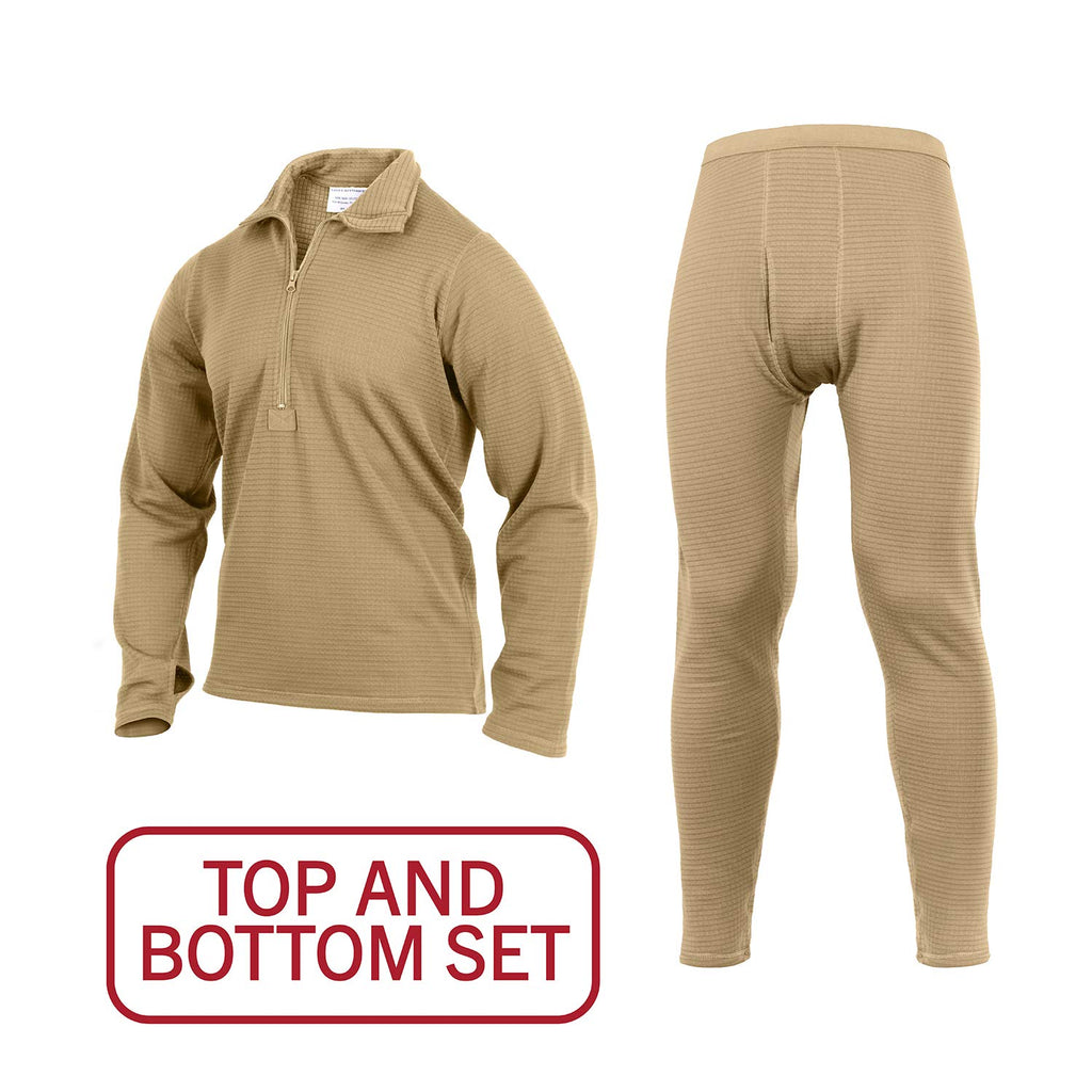 Rothco ECWCS Gen III Mid-Weight Underwear Top & Bottom Set (Level II) Tactical Grid Fleece Thermals