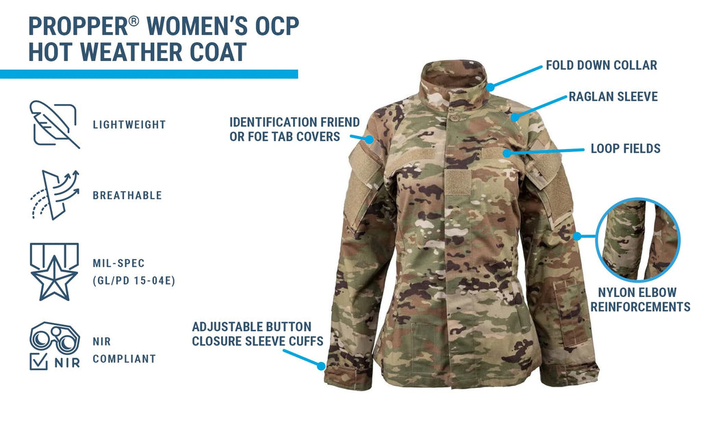 Propper Women's IHWCU OCP Uniform Coat NIR Compliant | Improved Hot Weather Combat Uniform Coat for Military, Air Force