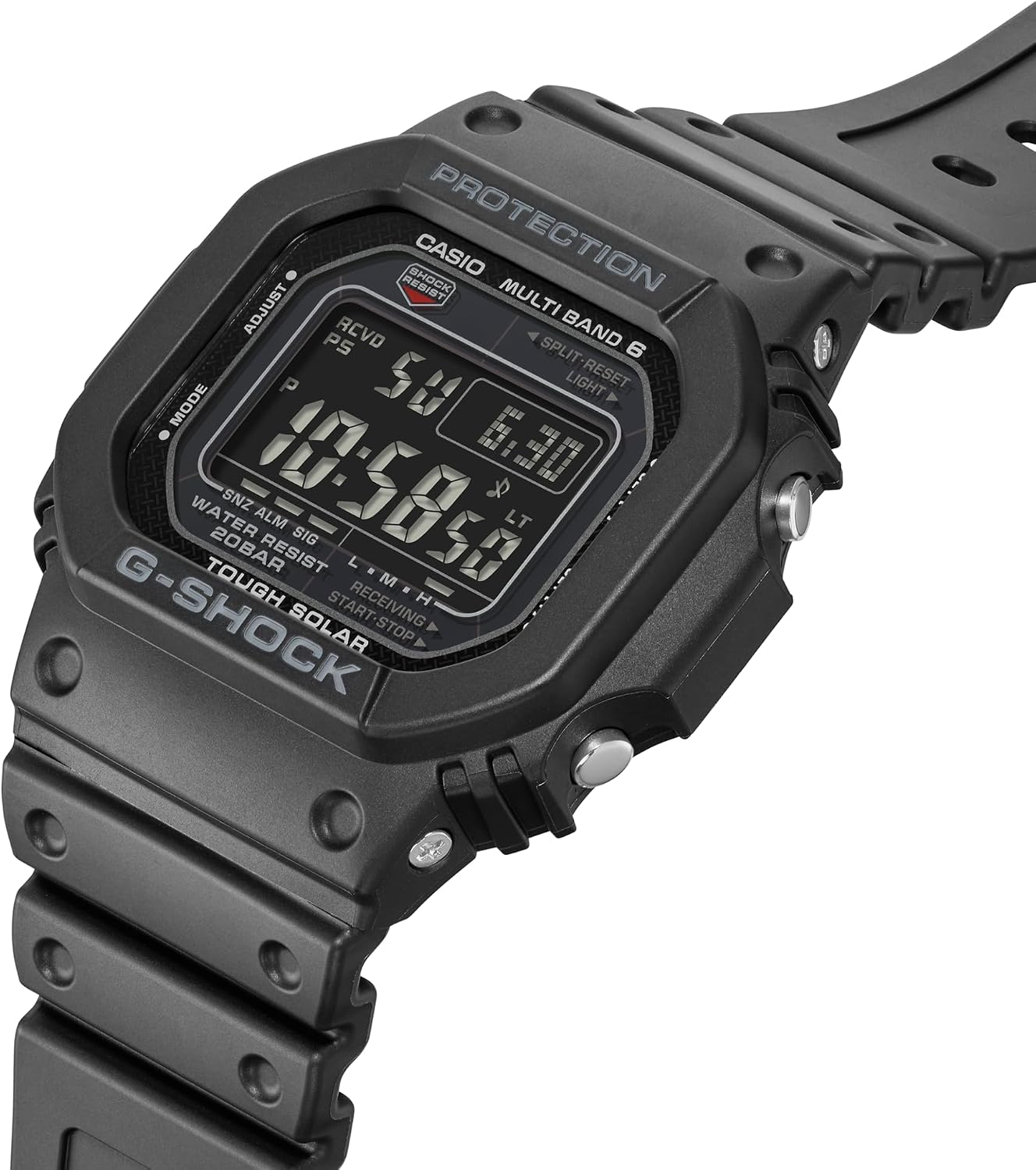 Casio G-Shock GWM5610U-1B Men's Tough Solar Atomic Digital Watch, Multi-Band 6 Radio Controlled, 200M Water Resistant, Shock Resistant, LED Backlight, Black Resin Strap
