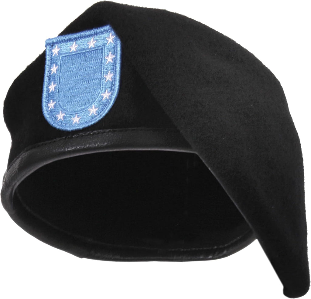 Rothco Inspection Ready Beret with Flash | 95% Wool, Pre-Shaved Inspection Ready Cap, Leather Trim, Ideal for Active-Duty Personnel and Uniform Wear