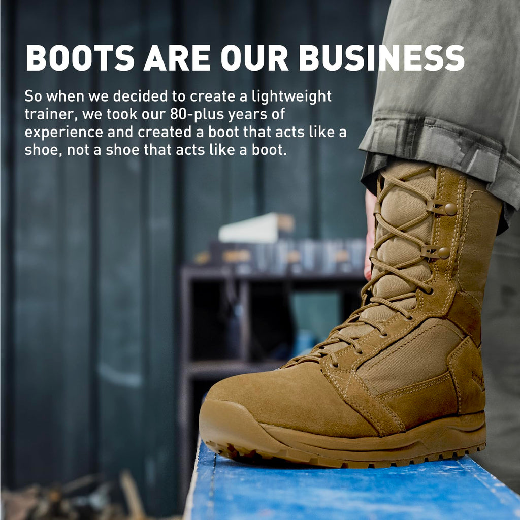 Danner Tachyon 8" Tactical Boots for Men, Speed Lacing, Fast Drying Upper | Ultralight Build, Breathable Open-Cell Footbed, Slip-Resistant Traction, Long-Shift EVA Cushioning, Military Boots