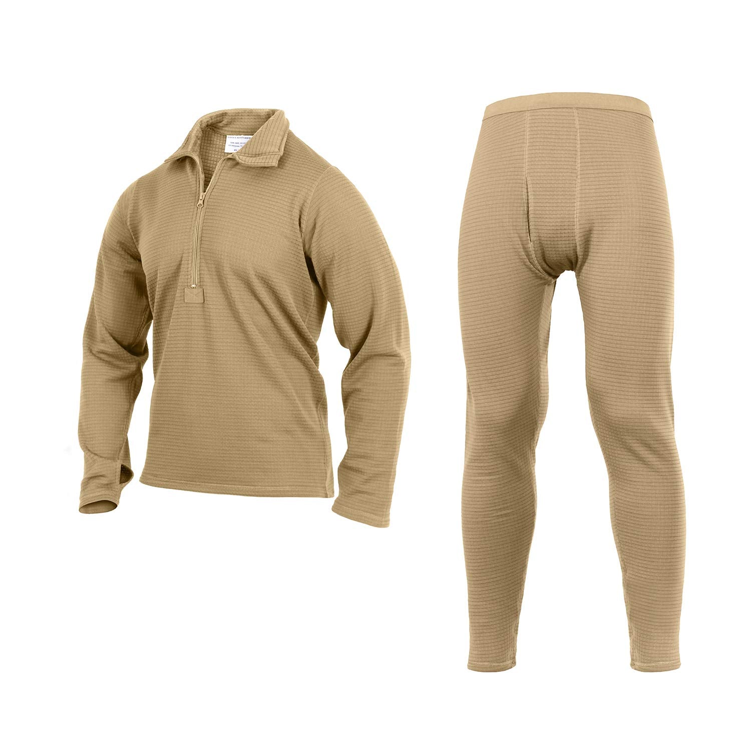 Rothco ECWCS Gen III Mid-Weight Underwear Top & Bottom Set (Level II) Tactical Grid Fleece Thermals