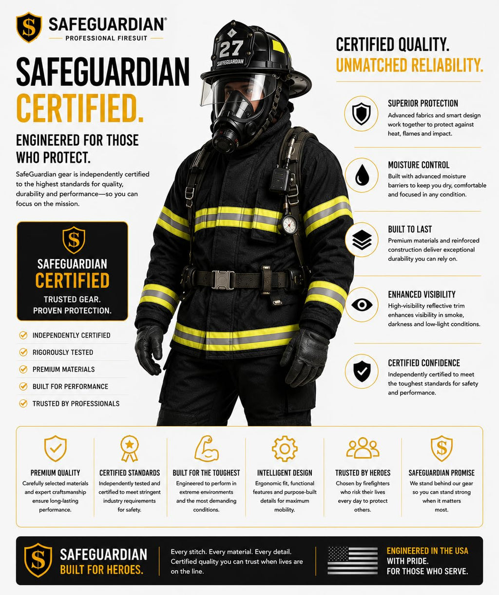 Firefighter Turnout Gear Set, Fire Suit Jacket and Pants with Suspenders Bunker Gear, Khaki or Black Sizes S-5XL