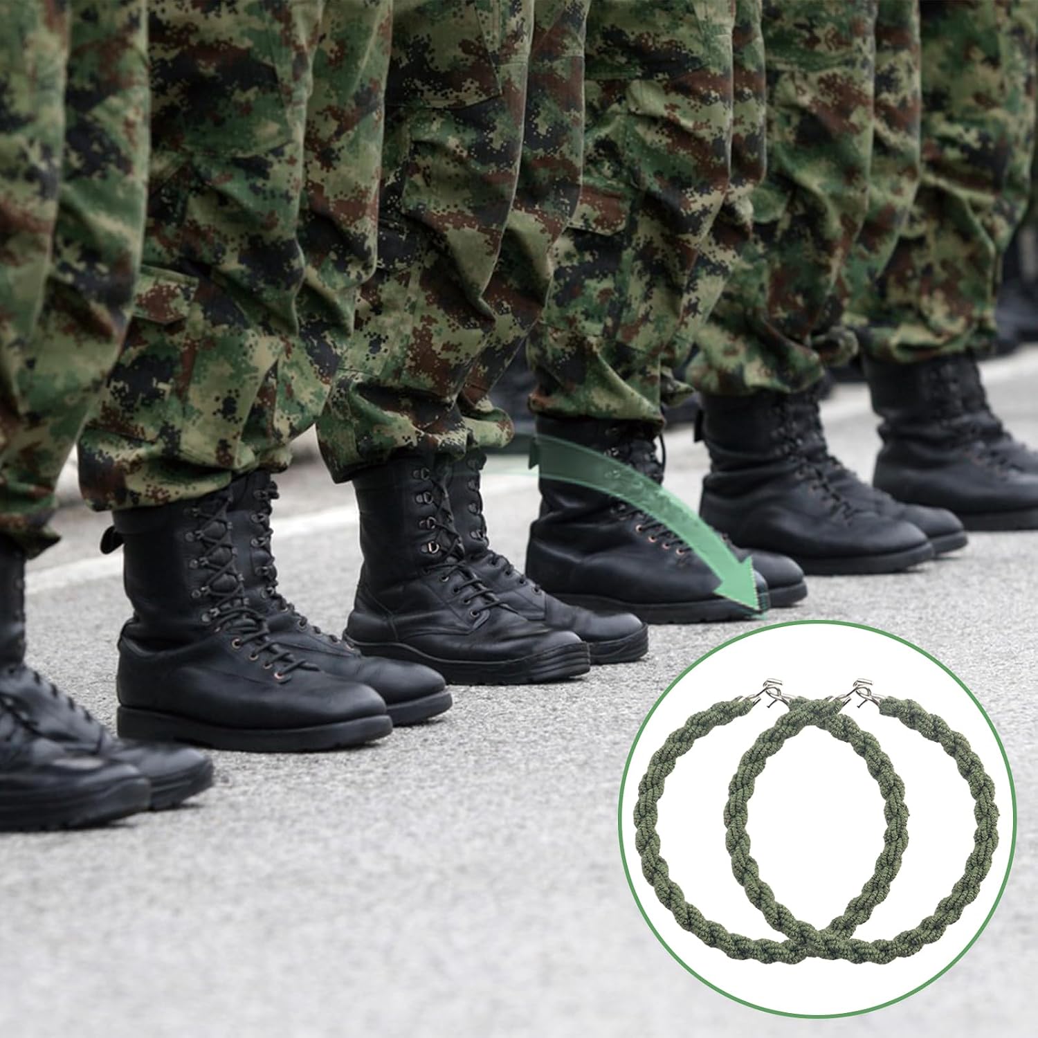 12 PCS Boot Blousers Military Adjustable with Metal Hooks – Elastic Boot Straps Tactical Cowboy Trouser Blousing Straps for Army Navy Air Force Uniform, Camo Pants & Work Boots(Green)