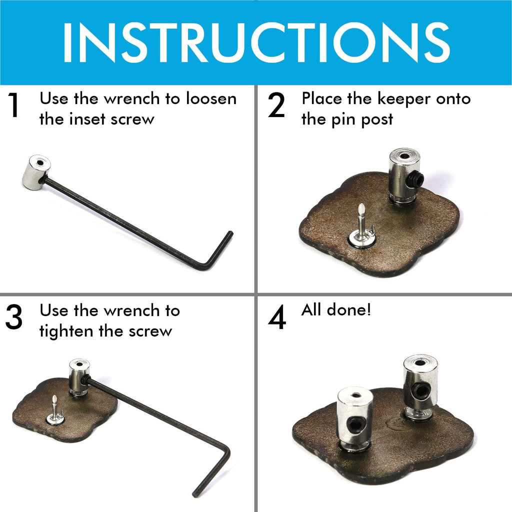 Millennial Essentials Pin Locks Locking Clasp Pin Backs with Wrench (24 Pieces)