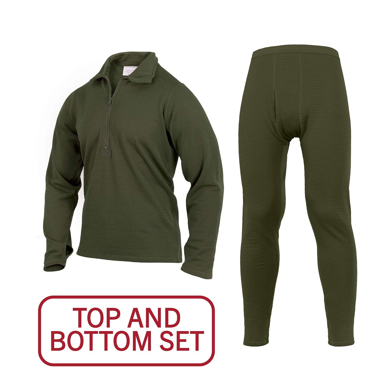 Rothco ECWCS Gen III Mid-Weight Underwear Top & Bottom Set (Level II) Tactical Grid Fleece Thermals