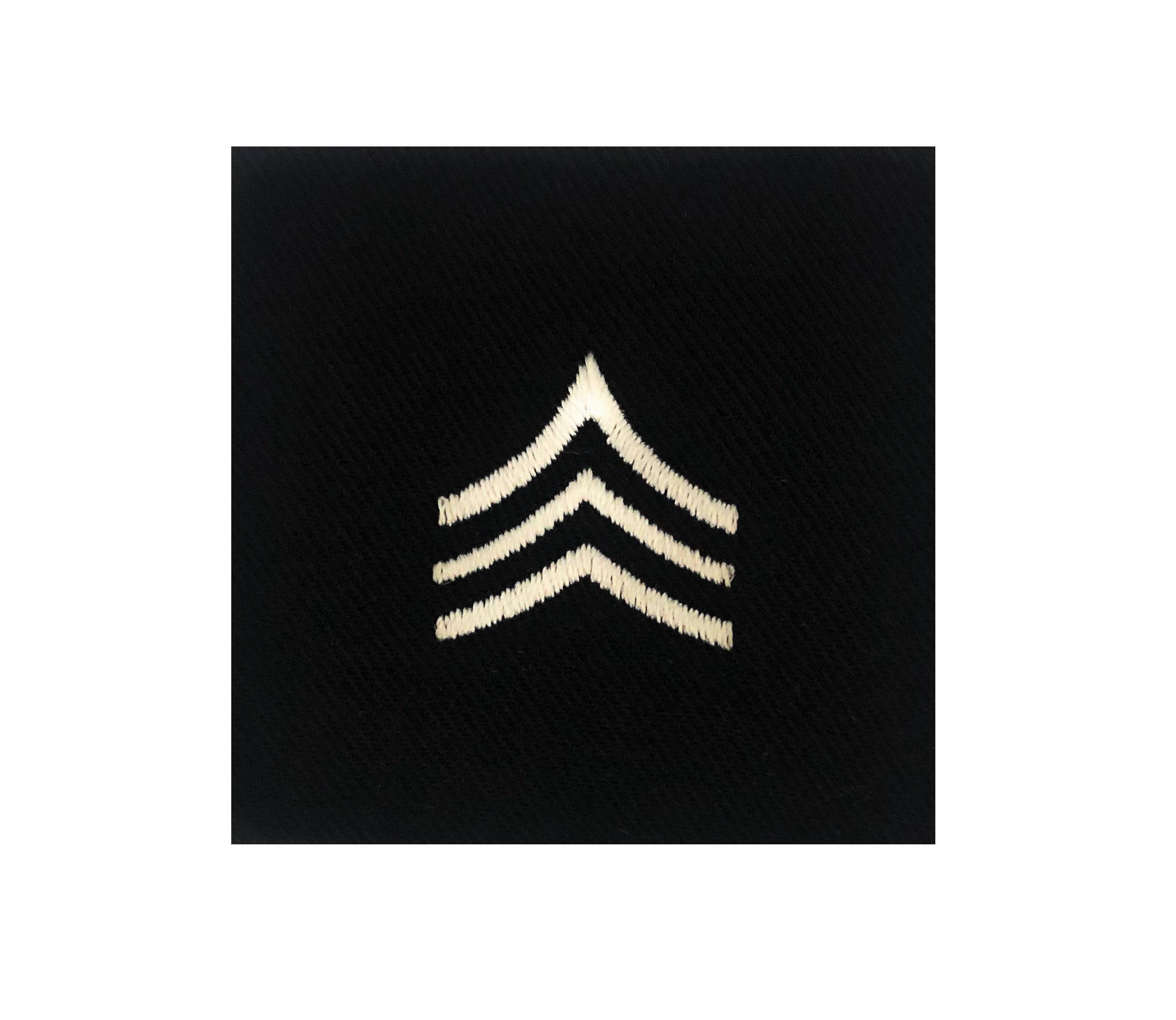 (E5) Sergeant 2x2 Black Sew-on Rank (each)