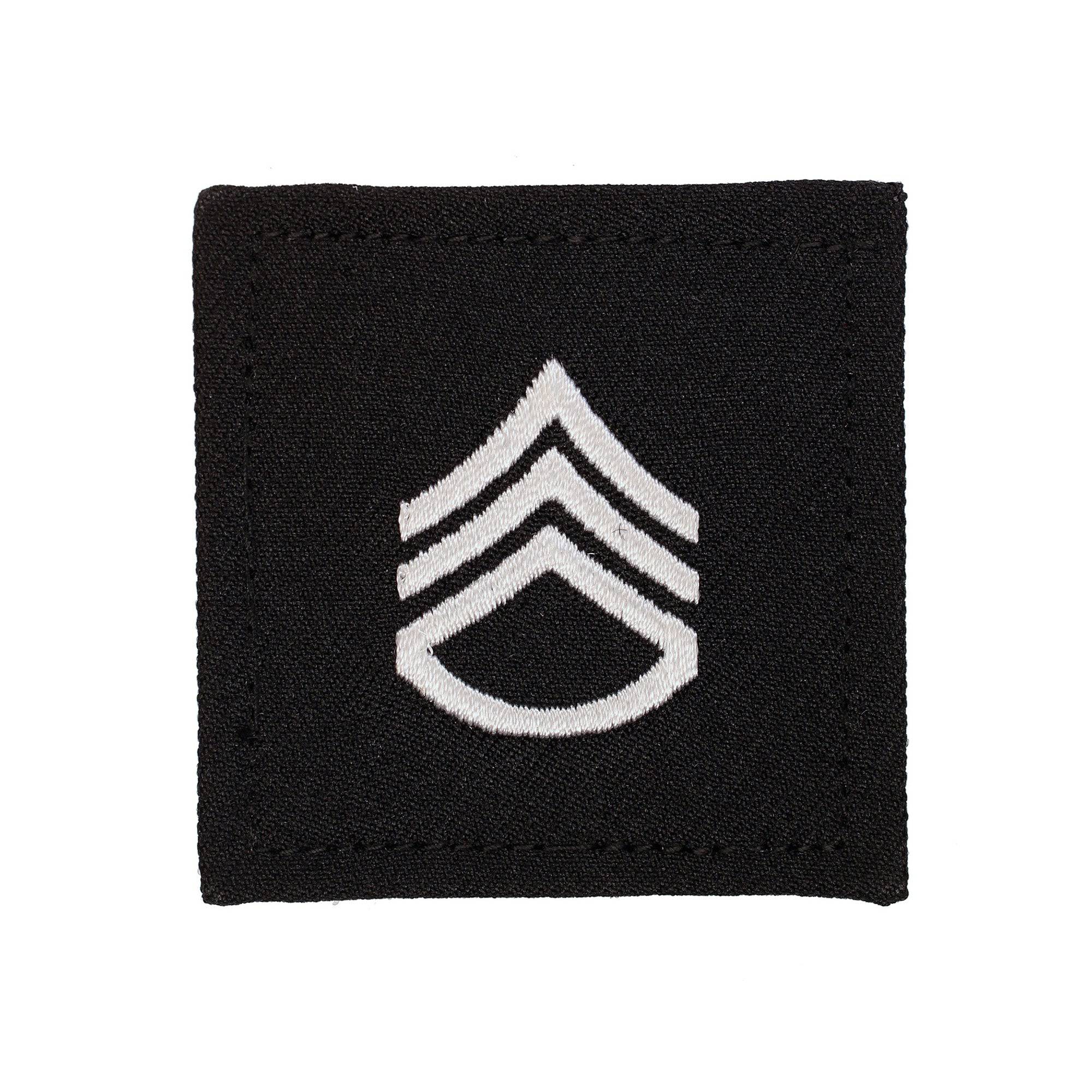 U.S. Army Staff Sergeant 2X2 Black with Hook Fastener