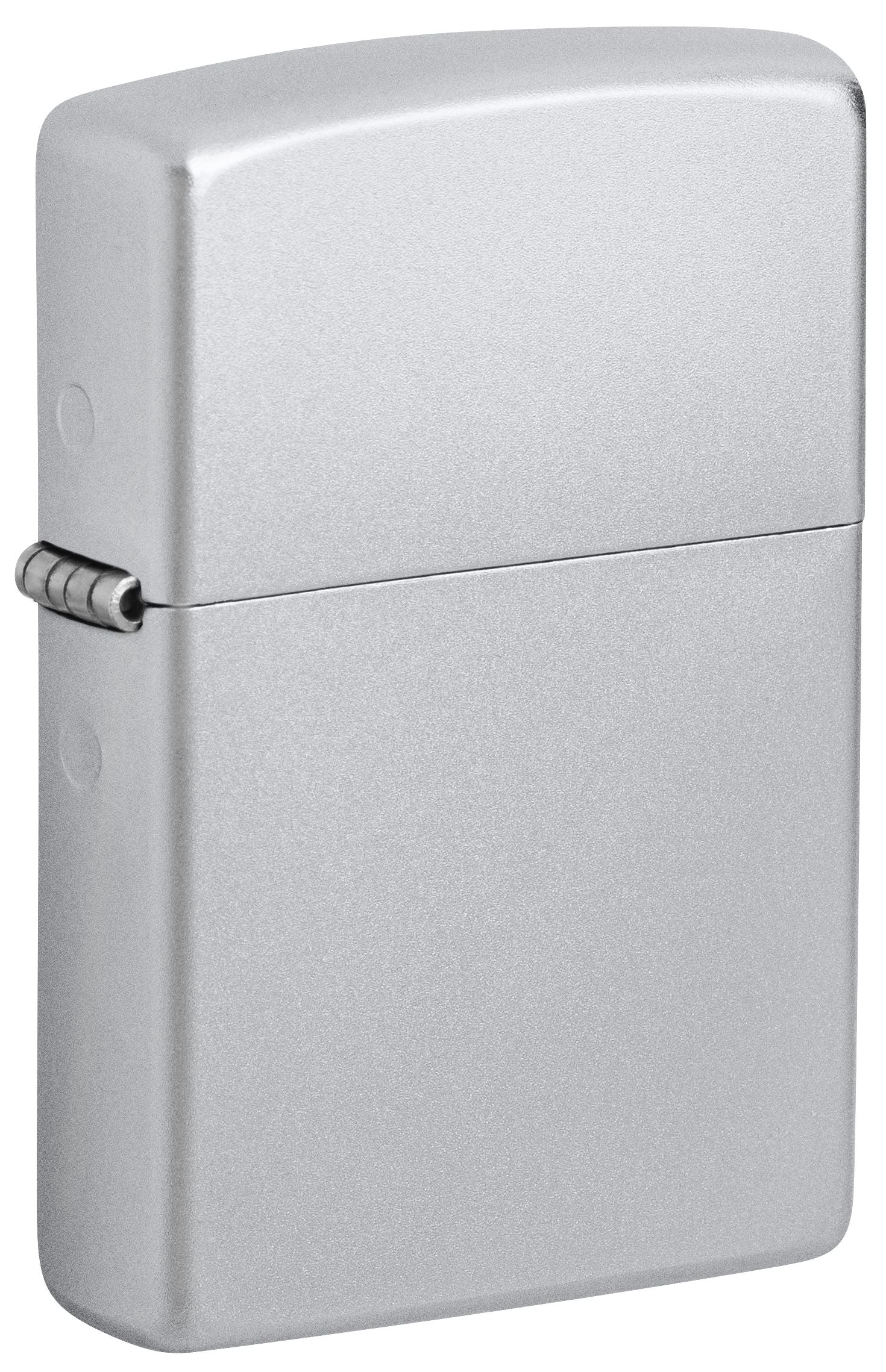 Zippo Satin Chrome Lighter & Black Clip-On Leather Pouch Gift Box Set