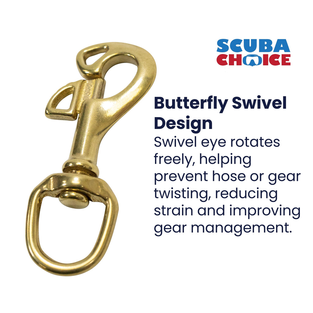 Scuba Diving 3-1/4" Butterfly Swivel Brass Bolt Snap