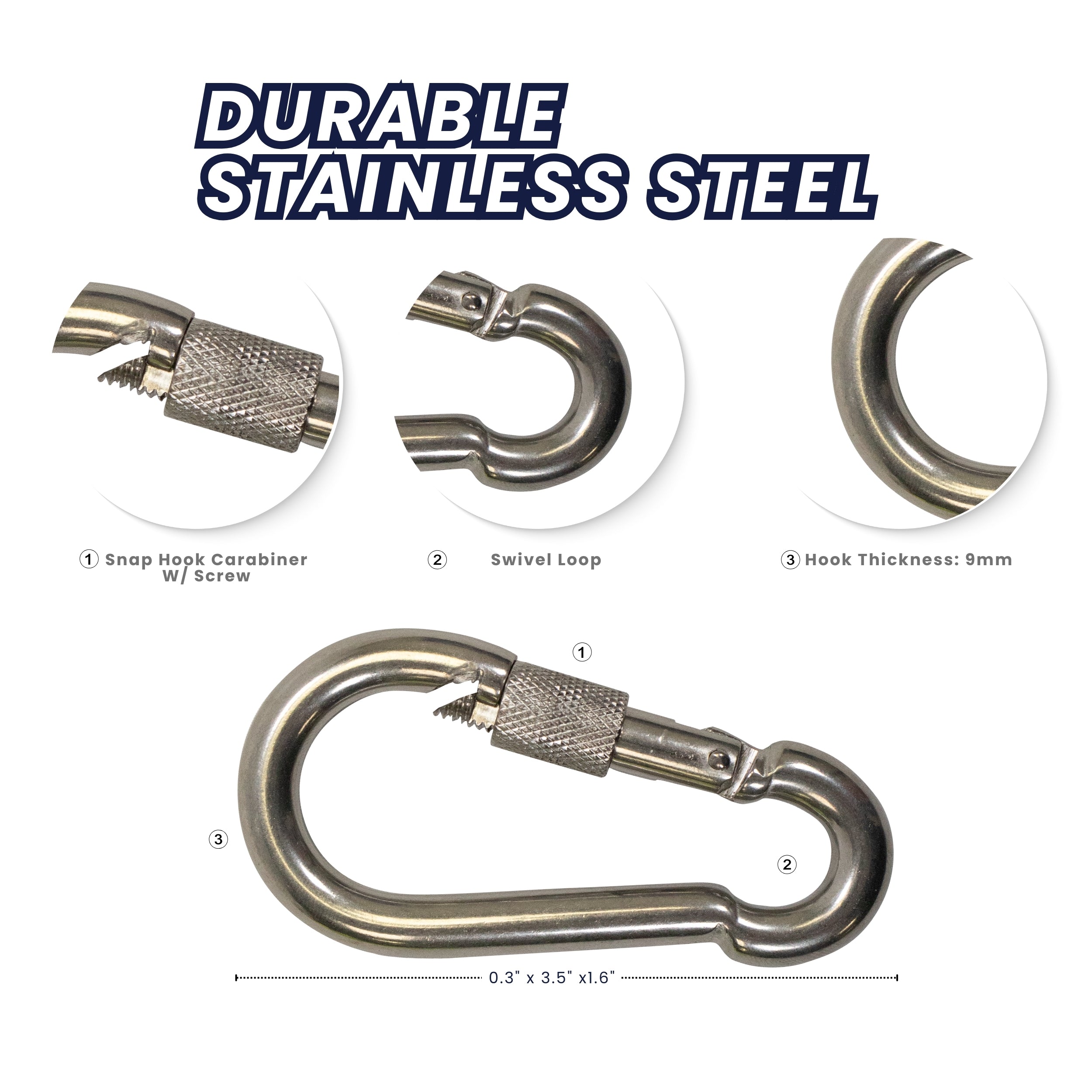 Boat Marine Snap Hook Carabiner with Screw Lock for Marine and Boating Use