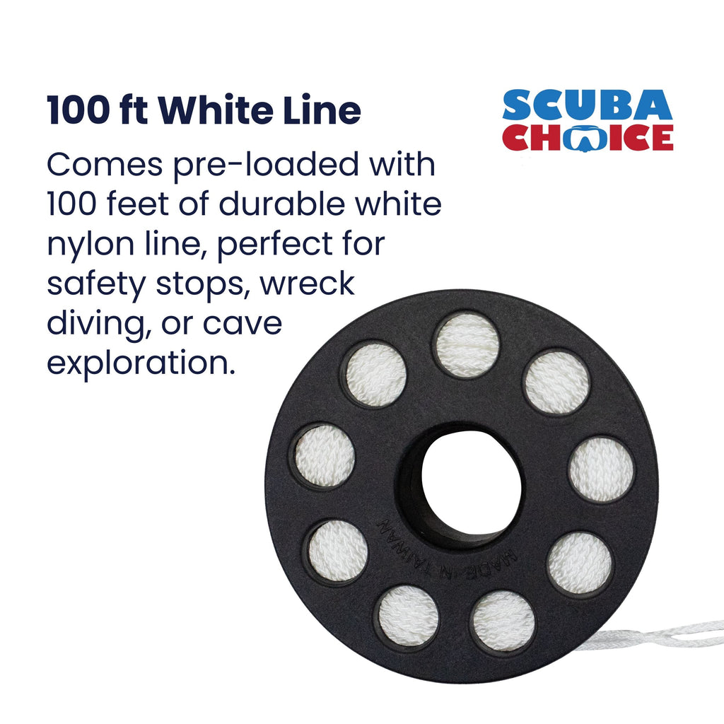 Scuba Diving Dive Compact Finger Spool Reel 100ft - White Line