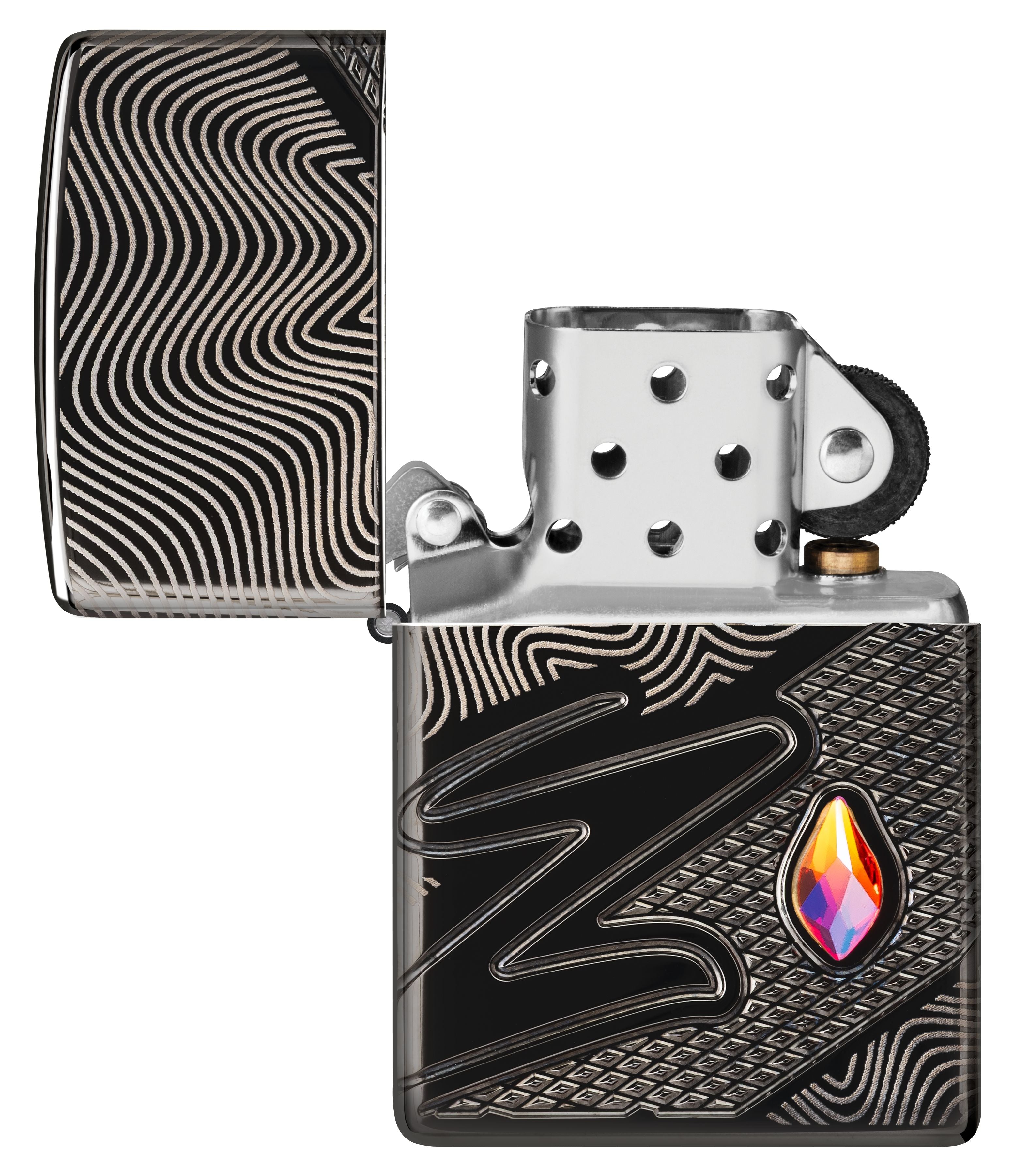 Zippo Z Crystal Design, High Polish Black Armor Lighter #46928