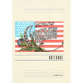 Vintage Lined Notebook Greetings from Chicago with Flag and Little Portraits