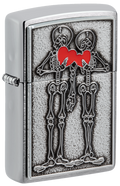 Zippo Romantic Skeleton Emblem Design, Brushed Chrome Lighter #48688