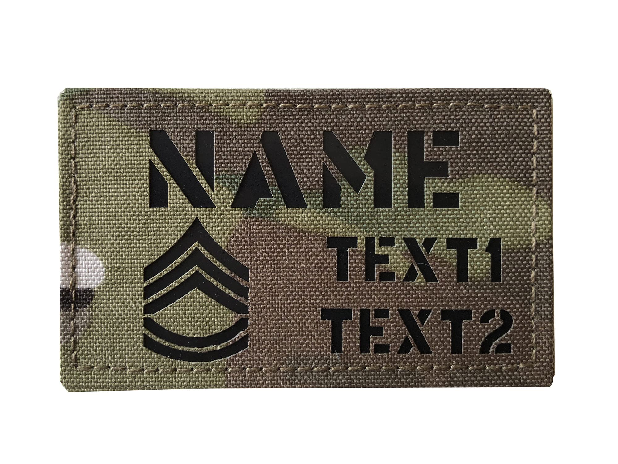 Custom MC Camo IR US Army Rank ID Blood Type Name Tags IR Flag Patch (E5 Sergeant)