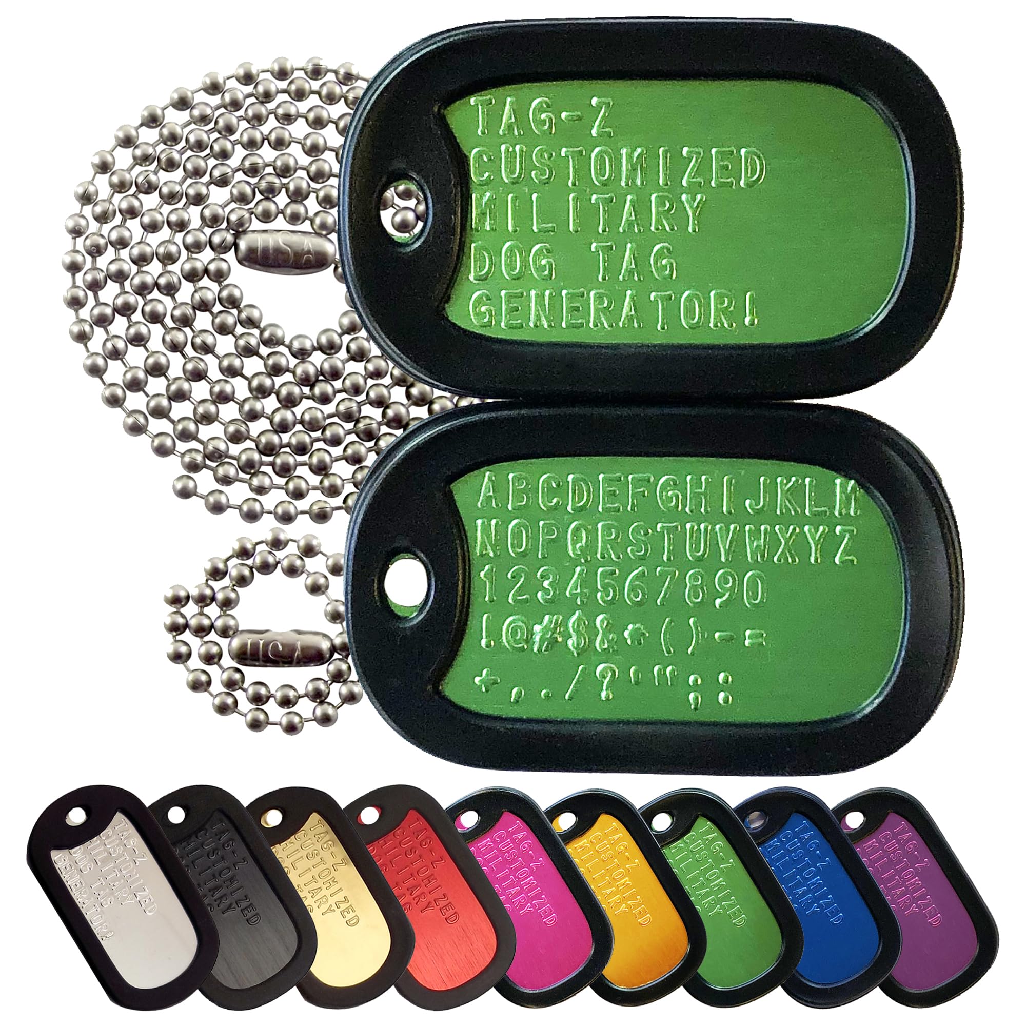 Personalized Military Dog Tags with Silencers and Stainless Steel Ball Chains, Red Aluminum