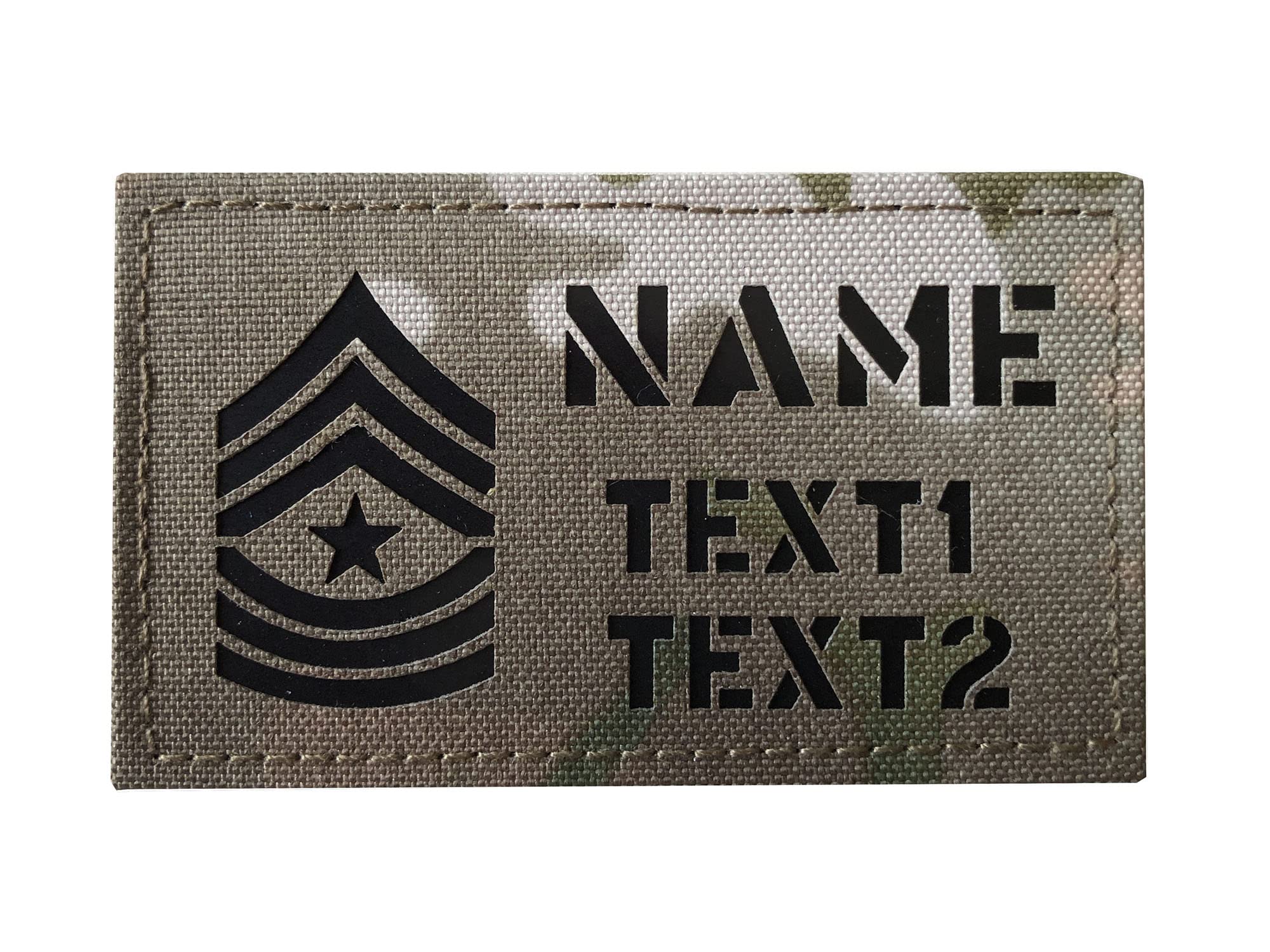 Custom MC Camo IR US Army Rank ID Blood Type Name Tags IR Flag Patch (E5 Sergeant)