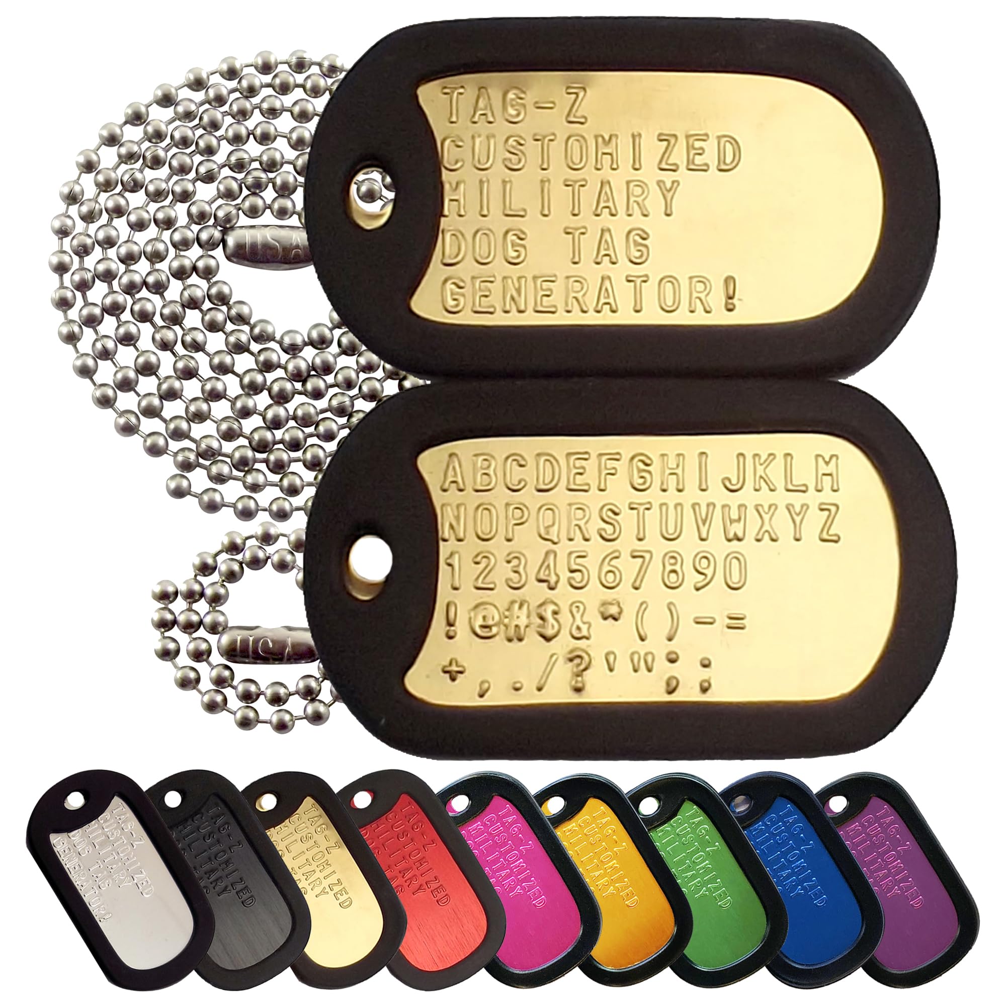 Personalized Military Dog Tags with Silencers and Stainless Steel Ball Chains, Red Aluminum