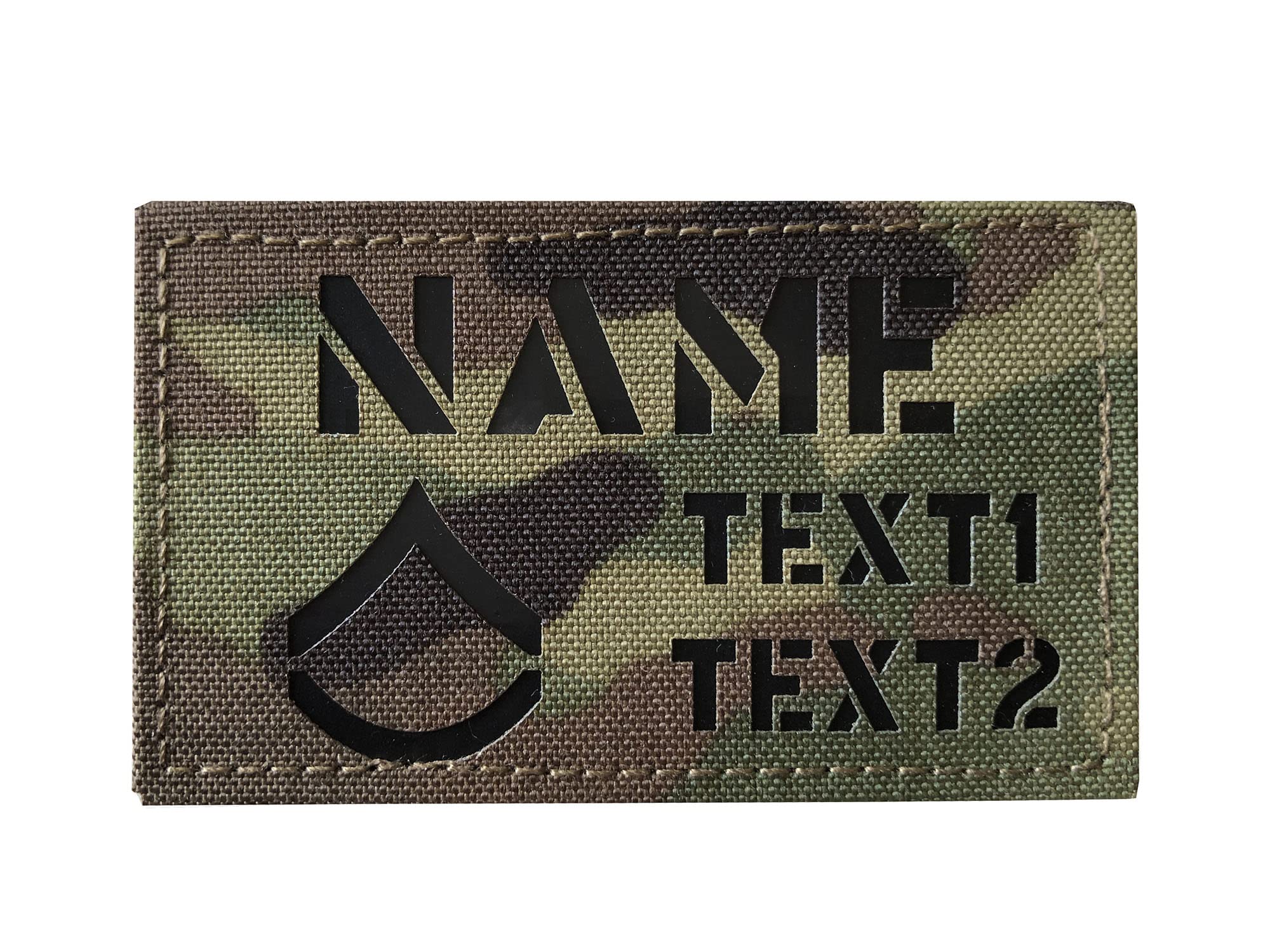 Custom MC Camo IR US Army Rank ID Blood Type Name Tags IR Flag Patch (E5 Sergeant)