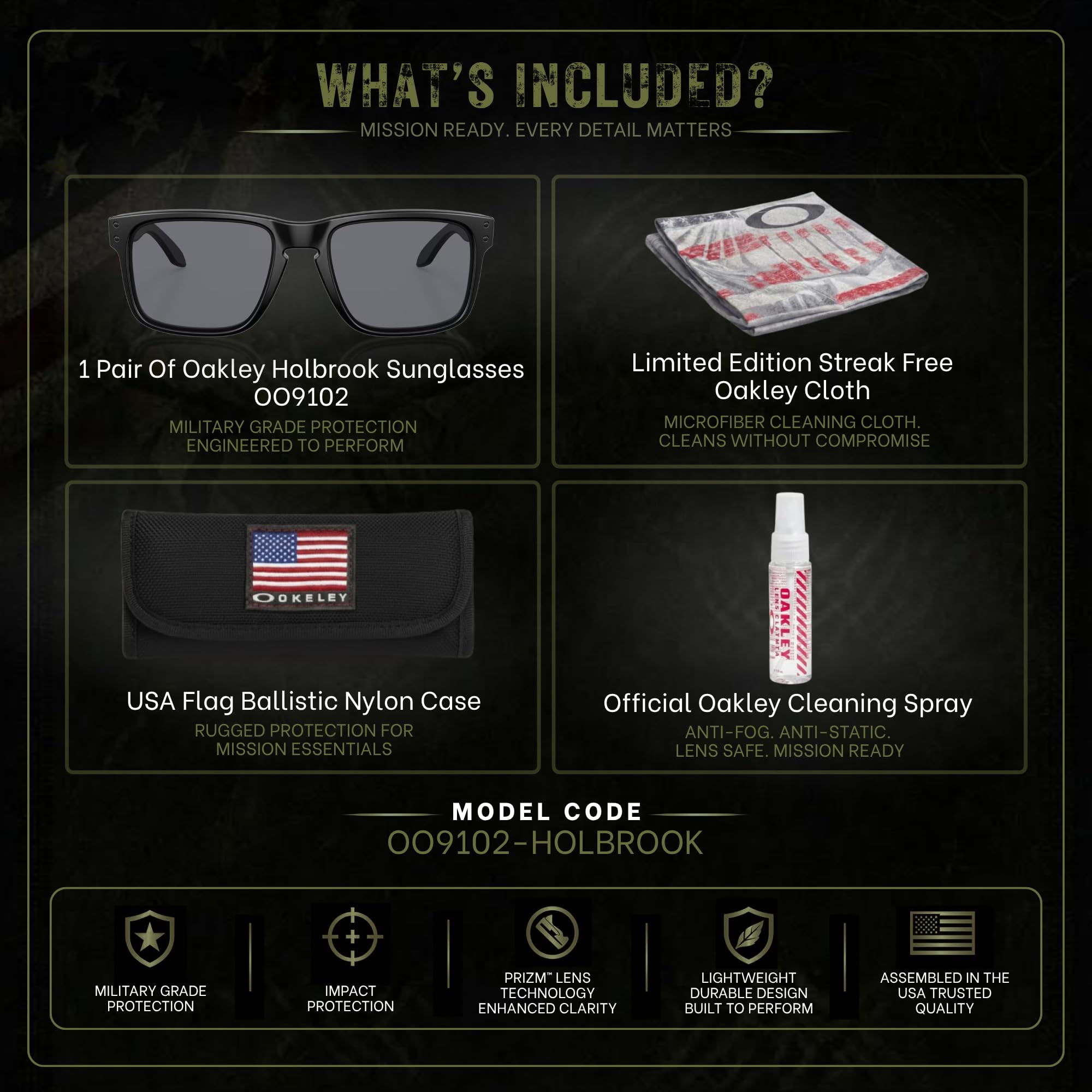 Oakley Standard Issue SI Holbrook USA Flag Collection Sunglasses With Kit