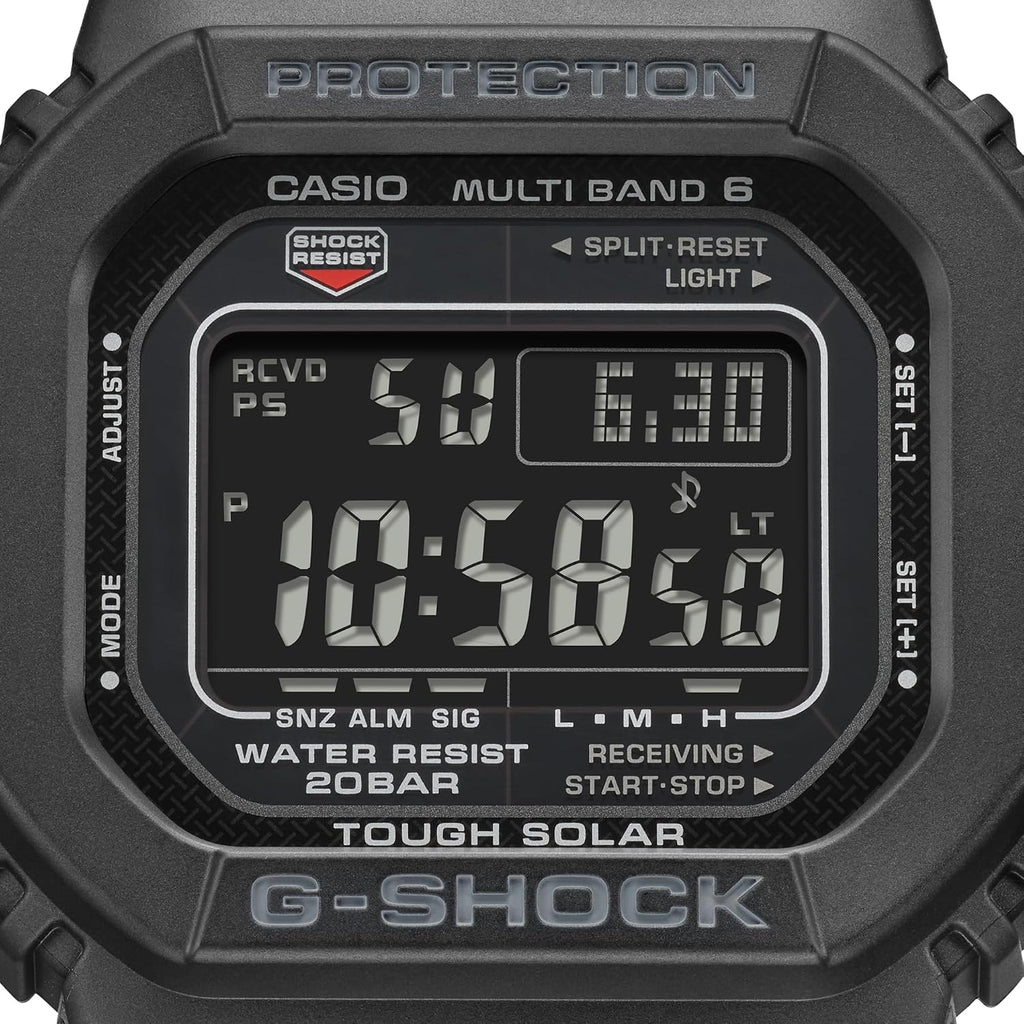 Casio G-Shock GWM5610U-1B Men's Tough Solar Atomic Digital Watch, Multi-Band 6 Radio Controlled, 200M Water Resistant, Shock Resistant, LED Backlight, Black Resin Strap
