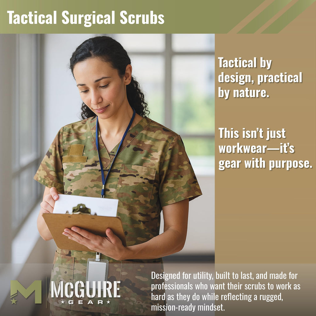 M MCGUIRE GEAR Tactical Ripstop Scrub Top – Unisex Scrubs for Nurses, Military, EMS – Medical Scrub Shirt – Made in the USA.
