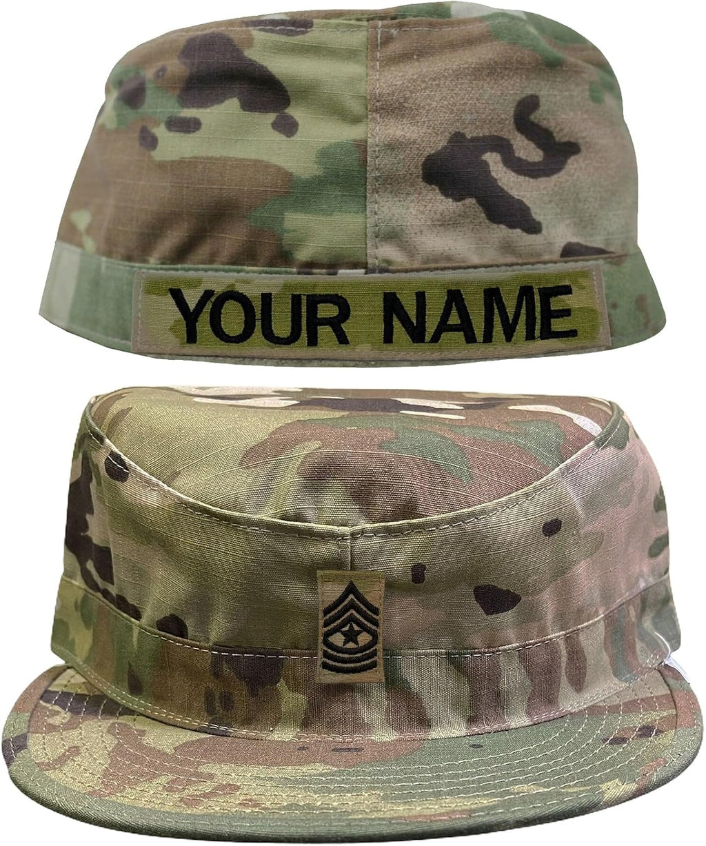 Army Patrol Cap OCP with Sew On Rank and Name Tape USGI